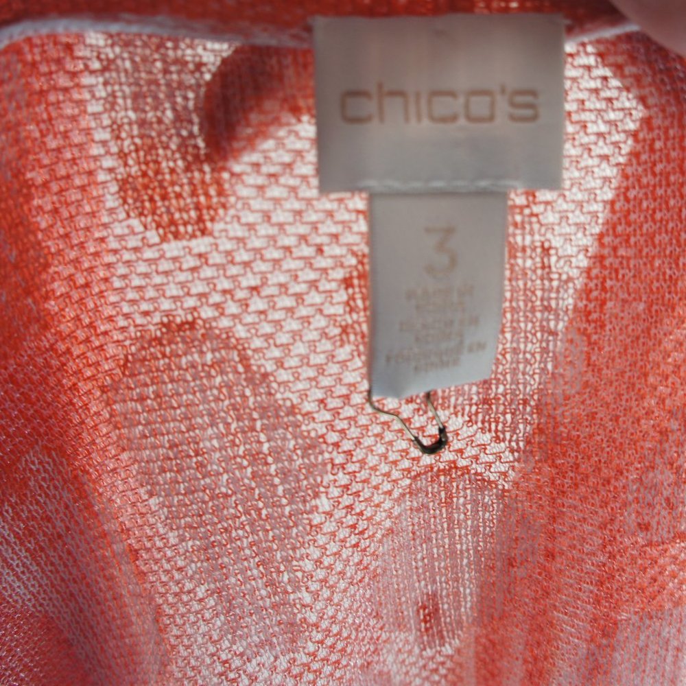 Chicos dip dyed orange pink ombre cardigan size 3 - Picture 2 of 3